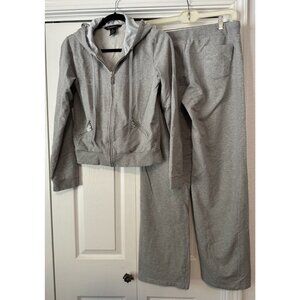Rocawear tracksuit Y2K grey sweats bling women LX zip hoodie 1990s street VTG